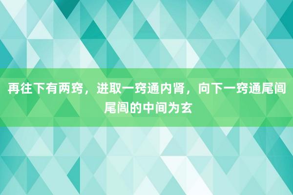 再往下有两窍，进取一窍通内肾，向下一窍通尾闾 尾闾的中间为玄