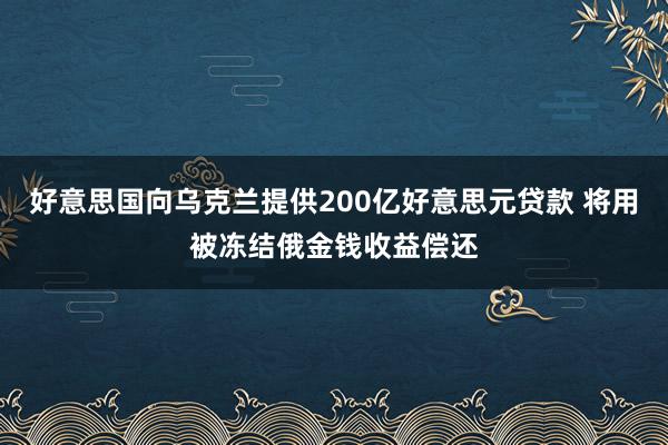 好意思国向乌克兰提供200亿好意思元贷款 将用被冻结俄金钱收益偿还
